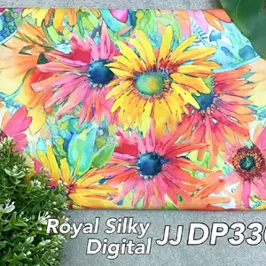 Kain Royal Silky Digital JJ DP330 motif kembang bunga (per 0.5m) Kain Bahan Rayon Premium