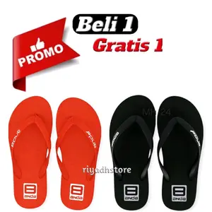 promo Beli 1 Gratis 1 Sandal jepit pria klasik "LOGO ANDA BUKAN ANDO" size 38/43