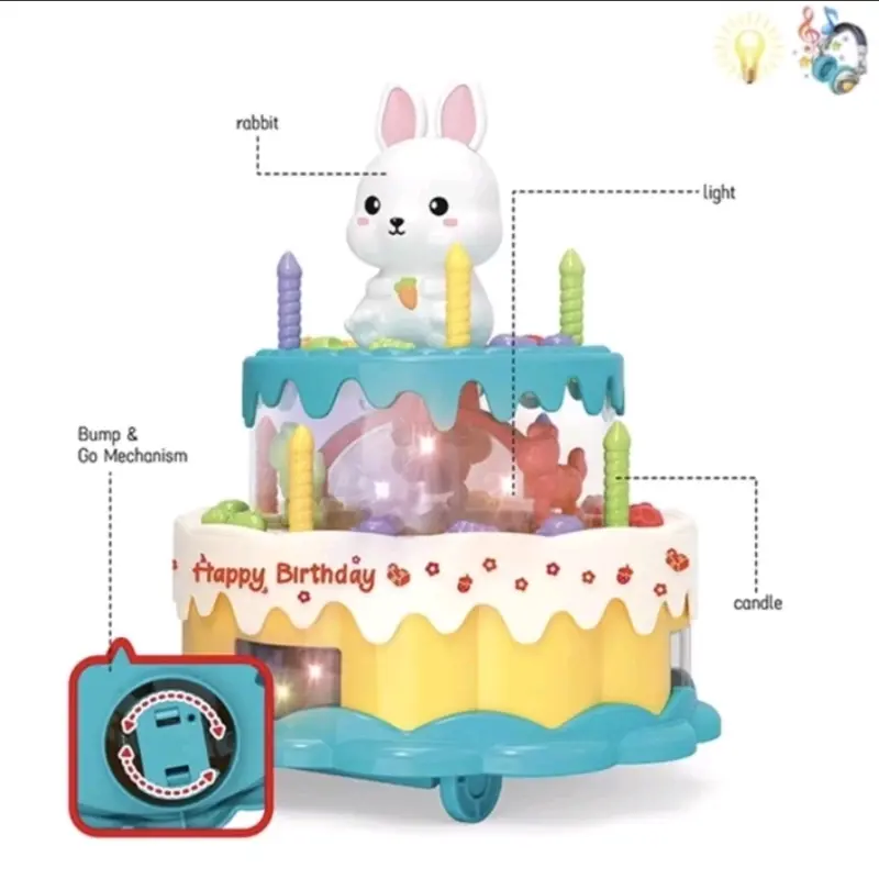 Mainan Anak Rabbit Rotation Musik Cake Kue Ulang tahun / Happy birthday Cake 2