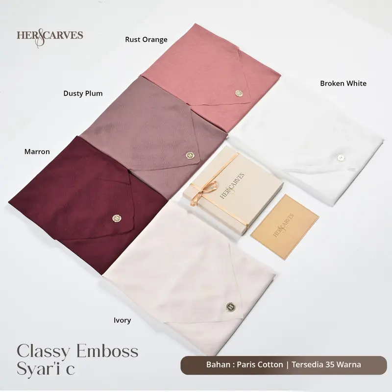 Classy Emboss Syari Hers - Kerudung Hijab Segi Empat Polos Syari Box Premium by HerScarves - Ecer (1pcs) 8