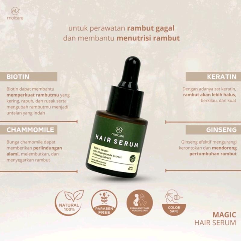Moicare Hair Serum - Anti Hair Fall Treatment With Biotin Keratin Ginseng Chammomile Extract Mengatasi Rambut Kering & Rontok Mengkilaukan Menyuburkan Menghaluskan Rambut Perawatan Haircare 1