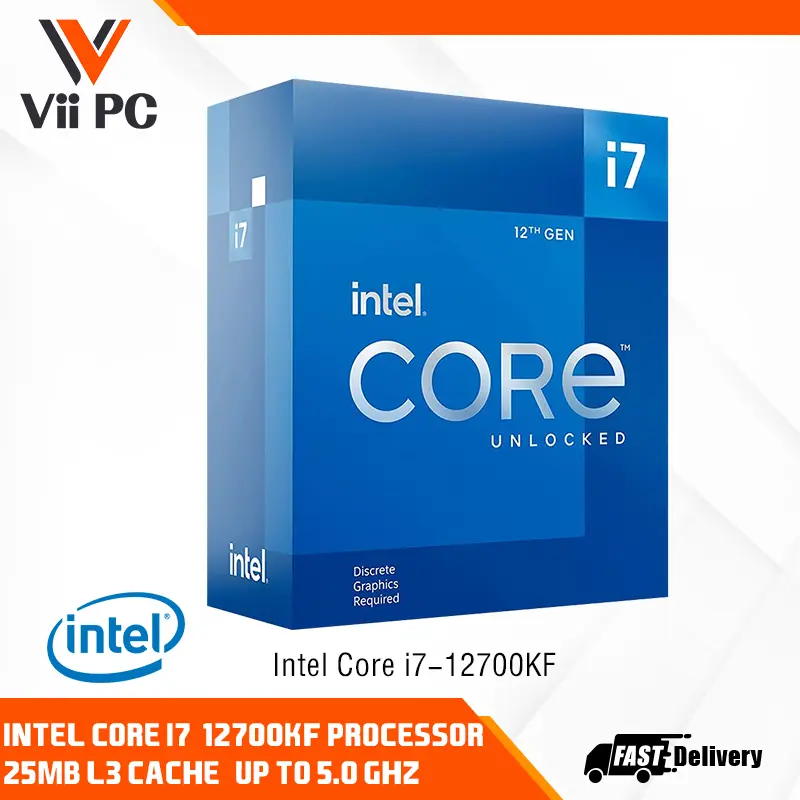 [LOCAL STOCK]Intel Core i7-12700KF Desktop Processor 12 Cores Up to 5.0 GHz Unlocked LGA1700 600 Series Chipset 125W