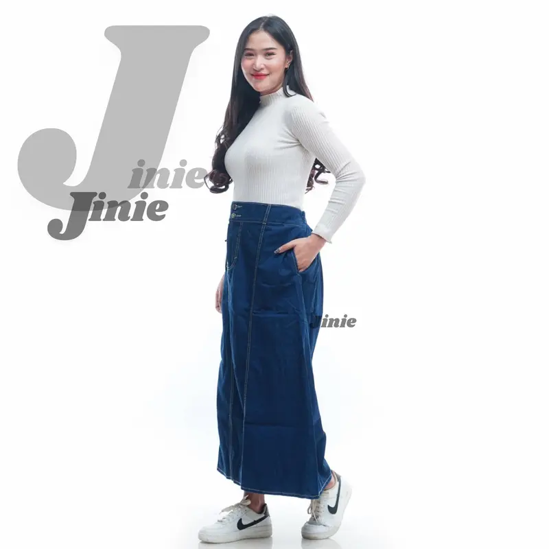 Rok Jeans A-Line Panjang Highwaist Dewasa Standar Sampai Jumbo 2