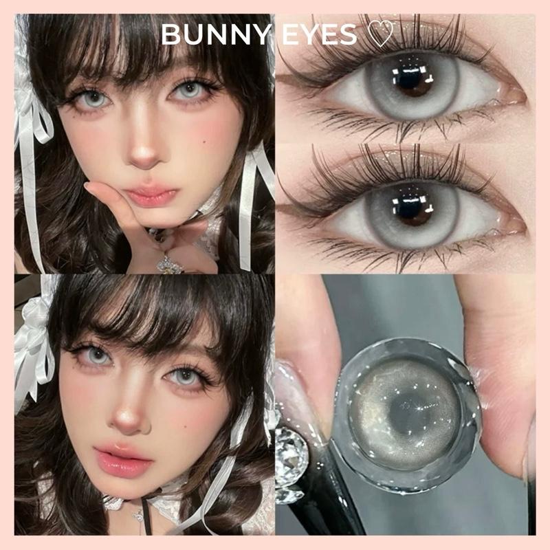 Kính Áp Tròng Lens Xám Khói Reflective Gray Size 14.2mm Độ Cận Từ 0.00 Đến 6.00 Độ (Tặng Kèm Khay Dụng Cụ Đeo )- Bunny Eyes pearly gray  lens 1