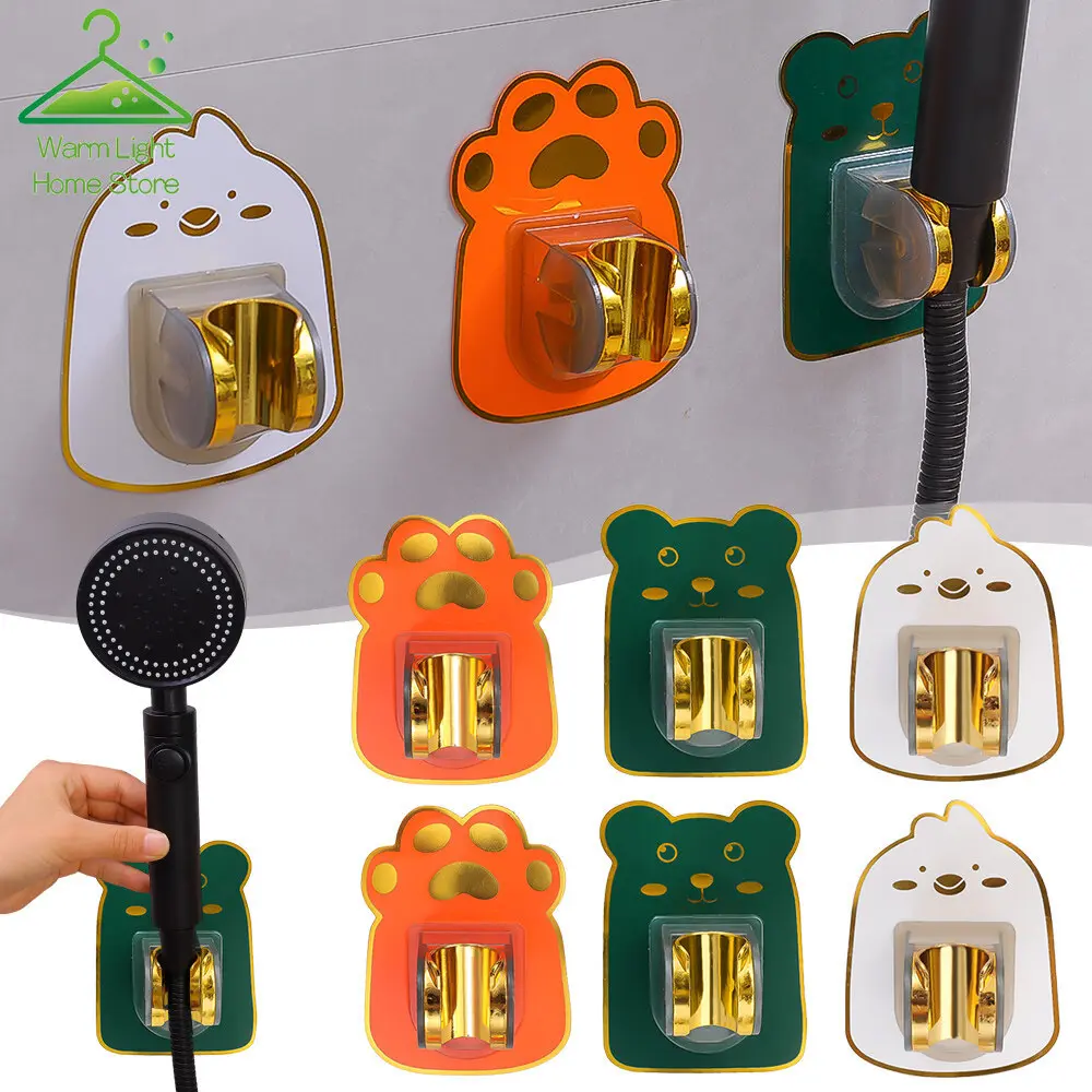 Giá Đỡ Đầu Vòi Hoa Sen, Tự Dính, Thiết Kế Hoạt Hình, Không Cần Đục Lỗ, Thông Dụng, Có Thể Điều Chỉnh, Thích Hợp Cho Phòng Tắm, Giá Chân Đế Vòi Hoa Sen Cho Trẻ Em