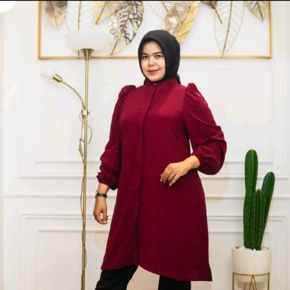 By Emesha 095 - Tunik Ayana Polos / Bahan Barbara Silk Tunik Wanita Muslim Polosan
