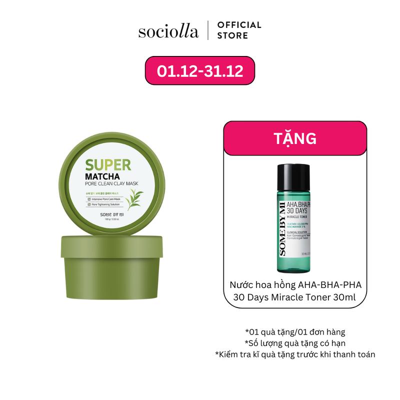  Mặt Nạ Đất Sét & Trà Xanh Some By Mi Super Matcha Pore Clay Mask 100gr 