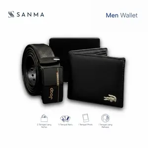 Ikat Pinggang 120Cm Pria Kulit Pu Leather + Dompet Buaya Geratis Box Premium