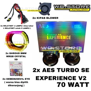 PAKET BILED AES TURBO SE EXPERIENCE Version 2 ukuran 2.5 INCHI 70 WATT Blue lens GARANSI 2 TAHUN