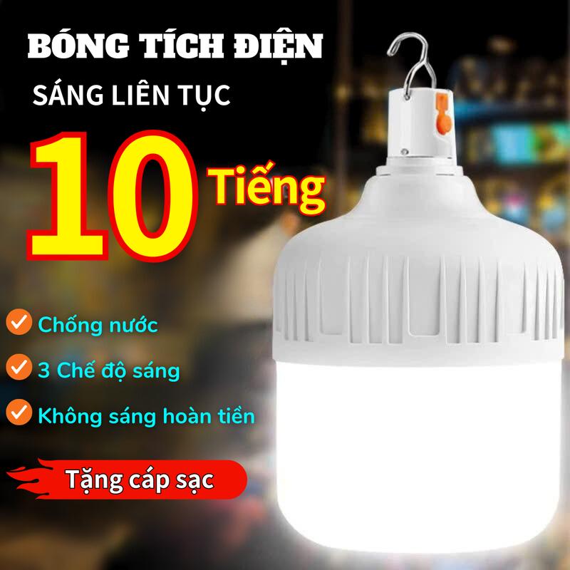  Bóng Đèn Tích Điện Sáng Liên Tục 10 Tiếng 3 Chế Độ Sáng Dễ Mang Theo Chống Thấm Nước. Lỗi 1 Đổi 1 