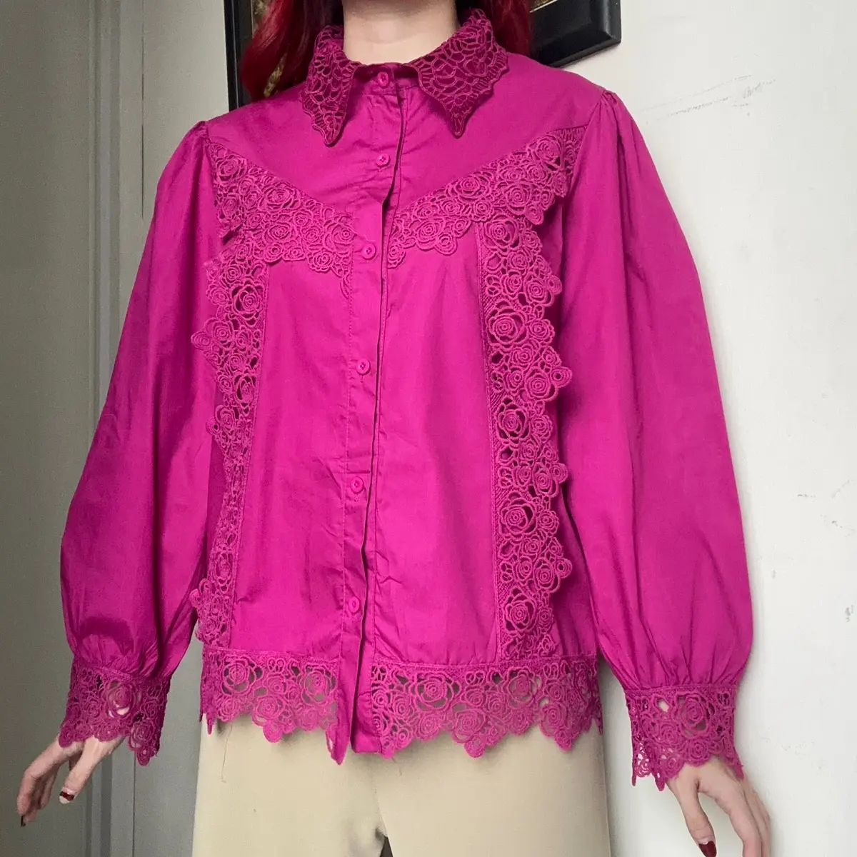 Elena Top atasan kemeja BKK wanita kerja katun renda korean style by biel the label Variasi Panjang