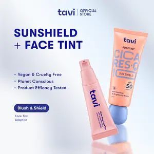[TERSEDIA DI SELURUH INDONESIA] TAVI Blush & Shield - Tinted Sunscreen Skin Tint Ringan Blush On Liquid Blush Pigmented Ringan Tahan Lama untuk Kulit Sawo Matang Kuning Langsat