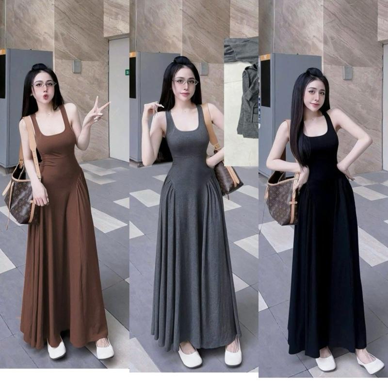 Đầm váy nữ Ba lỗ xoè tôn eo , tôn dáng chất thun tăm co giãn