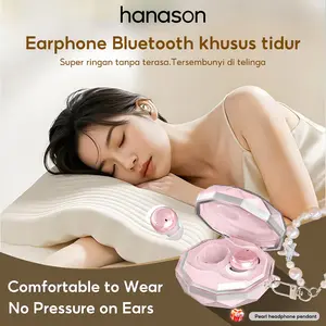 [New Arrivals] Hanason Headset Tidur TWS Wireless Mini Airbuds ENC Noise Canceling, Bluetooth 5.4 In-ear Sleep Headsets IPX5 Waterproof Bracelet Gift - Luna05