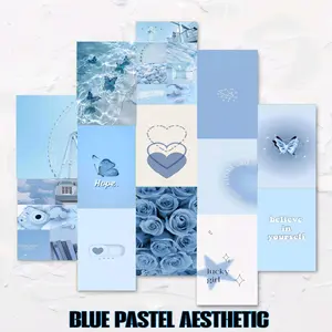 [POSTER] BLUE PASTEL  AESTHETIC [ free perekat ] 10 - 50 PCS / POSTER / DEKORASI RUANGAN / HIASAN DINDING / TERMURAH