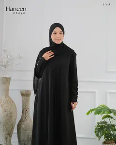Haneen Abaya Premium Gamis Murah Jumbo Kekinian Remaja Syari Synthesa Clothing Bahan Wollpeach Premium Motif Lengan Busui Friendly Desain Sederhana dan Elegan
