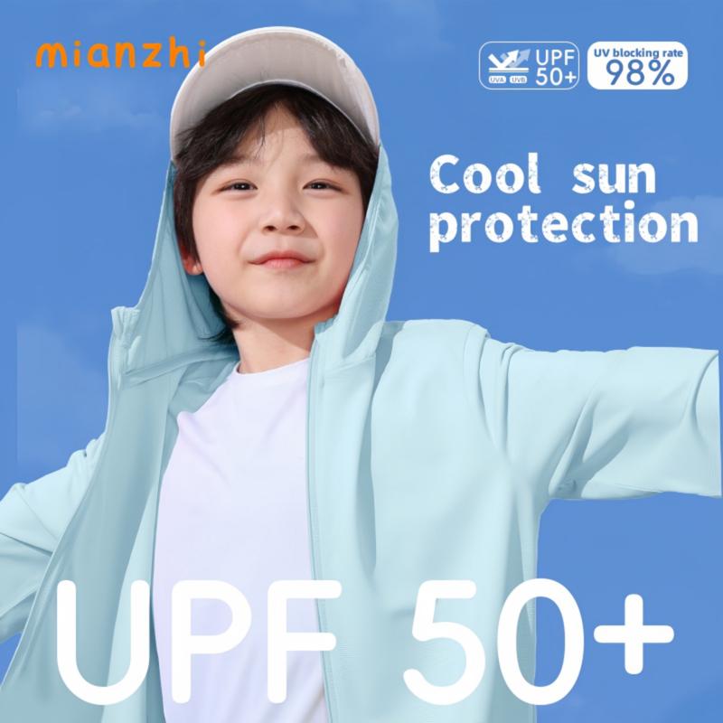 [MIANZHI] Quần Áo Chống Nắng UPF 50+ Cho Trẻ Em Áo Khoác Có Mũ Thoáng Khí Chống Tia UV Cho Bé Gái Bộ Đồ Áo Hoodie Lụa Lạnh Cho Bé Trai Phù Hợp Cho 3-13 Tuổi  Sport