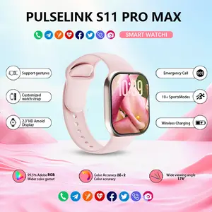 PulseLink Smartwatch Pria Wanita 11 Pro Max 10 Pro Max  Original 2.2" AMOLED NFC GPS Waterproof Bluetooth Call Wireless Charging Free Wallpaper