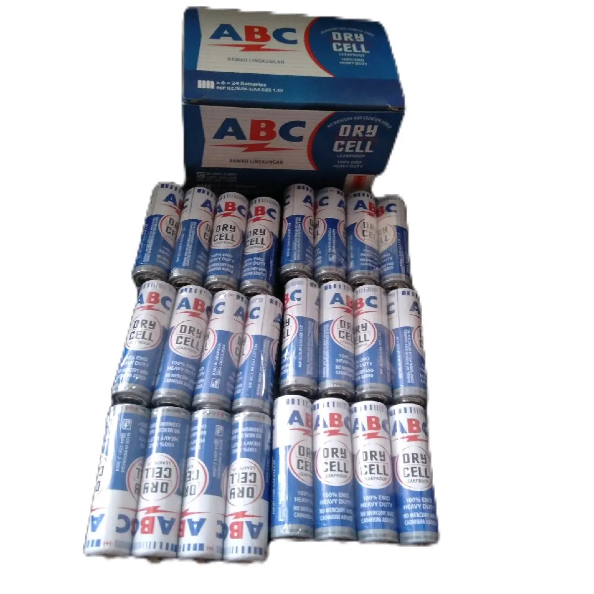 Baterai ABC AA biru 1 kotak isi 24 pcs ukuran baterai jam dinding