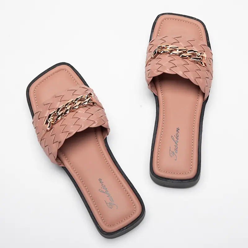 TIMINAA - [FASHION] [05] SENDAL SELOP COD KEPANG RANTAI EMPUK Wanita Shoes SandaL Karet sendal  slop selop  wanita heels  pesta sepatu  heels sepatu  nikah sandal  musim casual size 40 antiselip simpel size 40 coklat nstx12 5