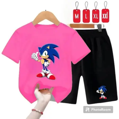 Setelan Anak2 motif sonic 2-10 thn / Stelan kaos Anak-Anak / Baju Anak Celana Pendek 6