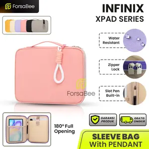 FORSABEE - Tas untuk Infinix Xpad 20 2025 X Pad 11 Inch 2024 Sleeve Pouch Bag Sarung Soft Case Casing Cover Tempat Tab Tablet Warna Lucu Aesthetic Pastel Pink Anak Sekolah Kuliah Kerja