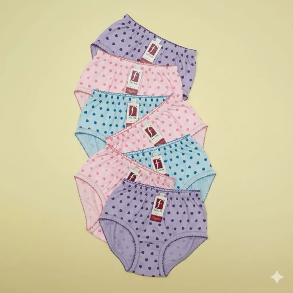 3,6,12 Pcs | Celana Dalam Anak Perempuan CD FAY CAL02 / Dalaman Anak Full Print Motif Hati Lucu dan Lembut Bahan Katun Usia 1 s/d 10 Tahun