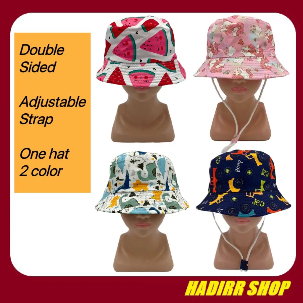 Kids Hat Topi Cartoon Fashion Bucket Hat Korean Style Cute Boys and Girls Travel Sunshade Topi Budak Cotton Children