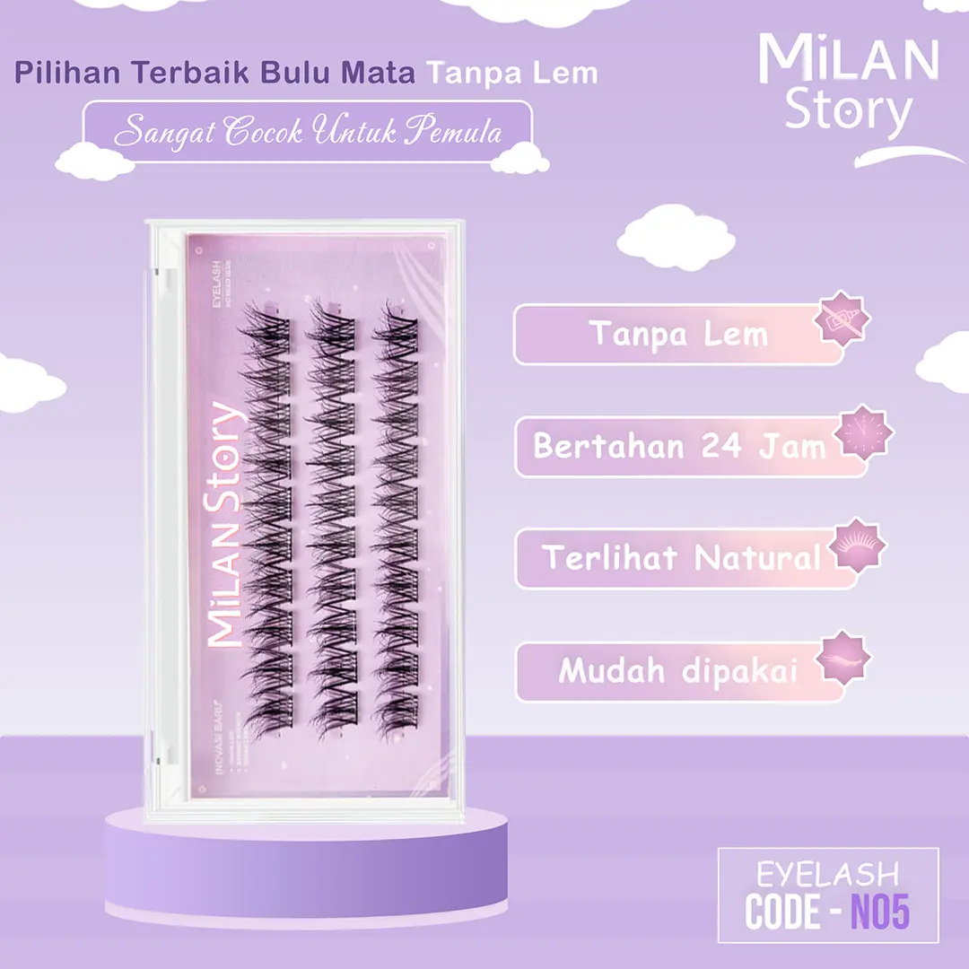 [ LANGSUNG TEMPEL ] MILAN STORY Serat Kapas Premium N05 Bulu Mata Palsu | Eyelash Extention | Eye Make Up | Douyin Lash Tanpa Pinset