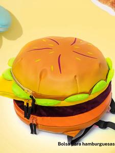 Mochila novedosa y a la moda para mujer con diseño de hamburguesa, mochila grande y linda con correa ajustable para uso diario, mochila escolar para estudiantes, mochilas para mujer