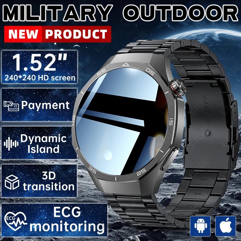 Đồng hồ thông minh quân sự mới nam giới ngoài trời 1.5 "Al Voice Bluetooth Call Smartwatch bất ngờ quà tặng ngoài trời cho Android & IOS Nam và phụ nữ
