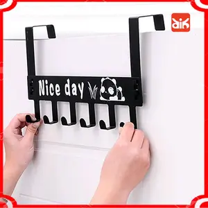 AIKOSIADOTCOM GANTUNGAN HANDUK PAKAIAN TANPA PAKU BESI DI PINTU KAMAR MANDI APARTEMEN 6 KAIT NICE DAY
