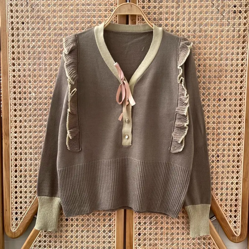 Yure Ruffle Blouse - Atasan Blouse Wanita Rajut Korean Style 2