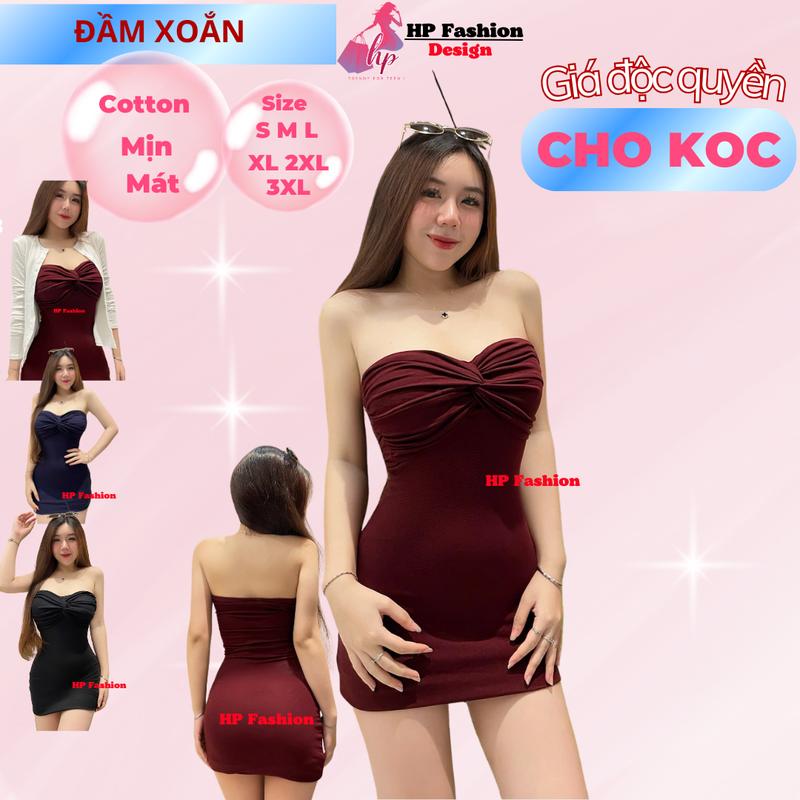 Đầm xoắn cúp ôm body ống dáng ngắn không mút , váy kiểu trơn basic  đen đỏ xanh có bigsize vải thoáng mát mùa hè tôn dáng sang chảnh HP57