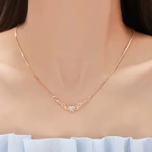 COD Kalung rantai tulang selangka berlian imitasi  kupu-kupu berongga wanita-D034 kalung ajaib kalung rumbai liontin sehari-hari