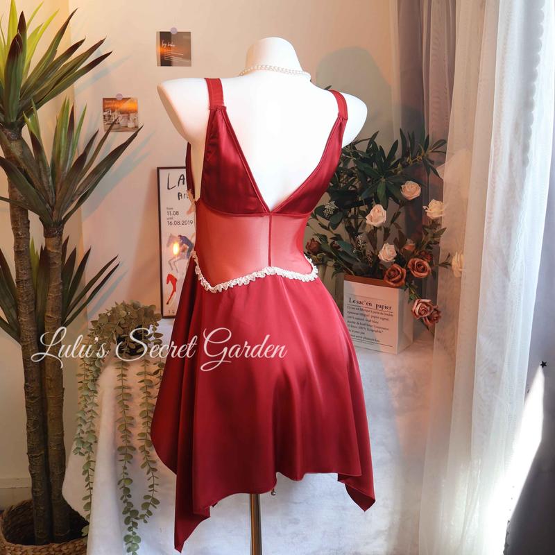 LULU 1053-Sexy Lace Hollow Solid Color Seductive Camisole Nightdress and Robe Set for Women - Homewear 1