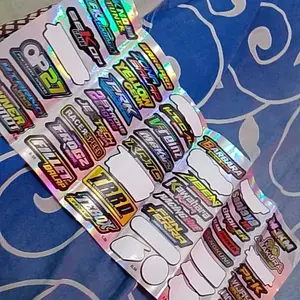 50 PCS STIKER PACK RACING VINYL HOLOGRAM PELANGI PRINT CUT SPD STICKER 50 LEMBAR