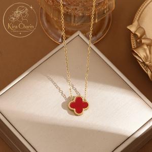 Dây Chuyền Cỏ 4 Lá May Mắn Cho Nữ, Phong Cách Hàn Quốc Nhẹ Nhàng Sang Trọng, Không Bay Màu Chống Nước