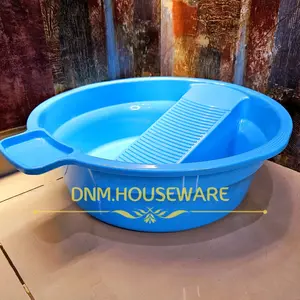 Bak Ember Baskom Basin Cuci Nyuci Baju Pakaian Dewasa Anak Bayi Plastik Dengan Papan Cuci Gilesan Gilasan Penggilesan Penggilasan Tempat Sikat Baju BULAT UKURAN BESAR L DIAMETER 52 CM