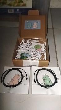 Product Review of (Free Box & Stiker) Gelang Couple Dino Hijau dan Pink Couple Bracelets Dino Unisex Untuk Pria dan Wanita Gelang Dino Anyam Gelang Daily Magnet from r**g 0