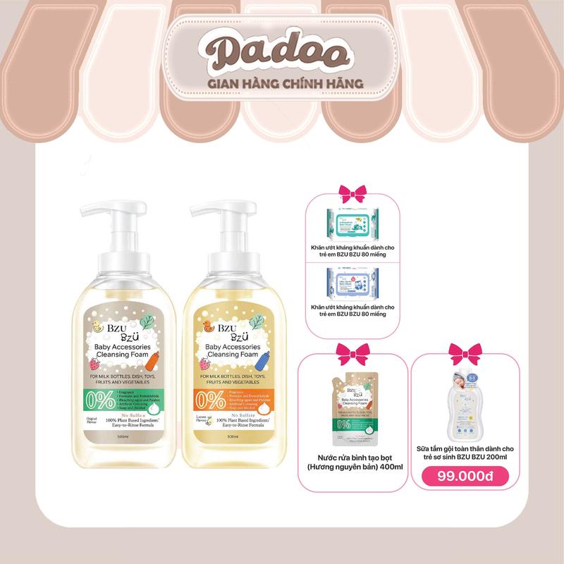 [ BZU BZU ] Nước rửa bình sữa và đồ dùng em bé tạo bọt - DADOO STORE