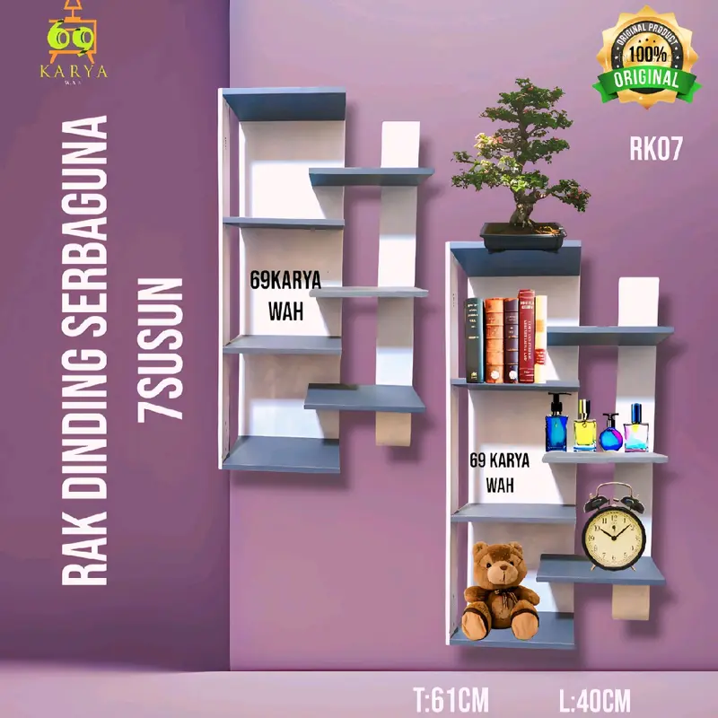 RAK  DINDING MINIMALIS  7 TINGKAT RAK SERBAGUNA MULTIFUNGSI Plastik Portable Ambalan Furniture Estetik MUDAH UNTUK PEMASANGAN  Mainan Anak PakuNYA 0