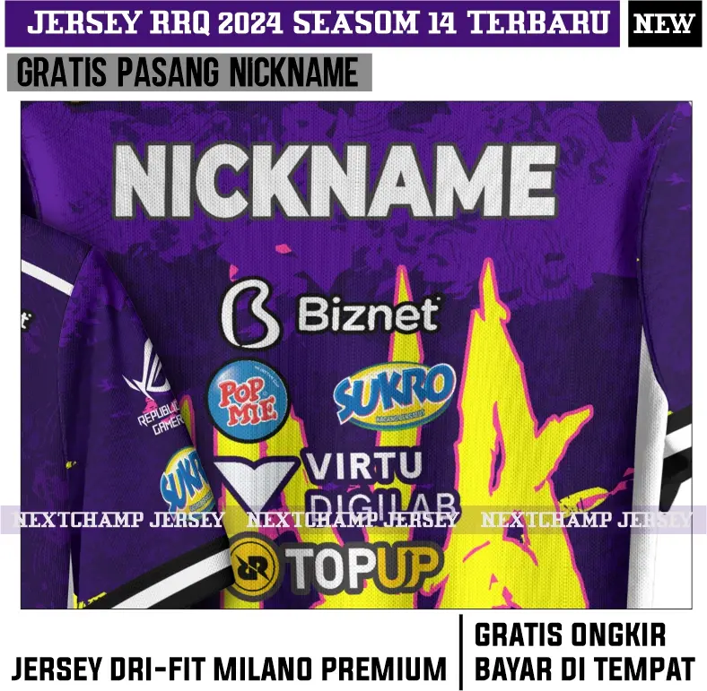 Jersey RRQ S14 premium Season 14 terbaru gratis nickname Pakaian Olahraga Sport 0