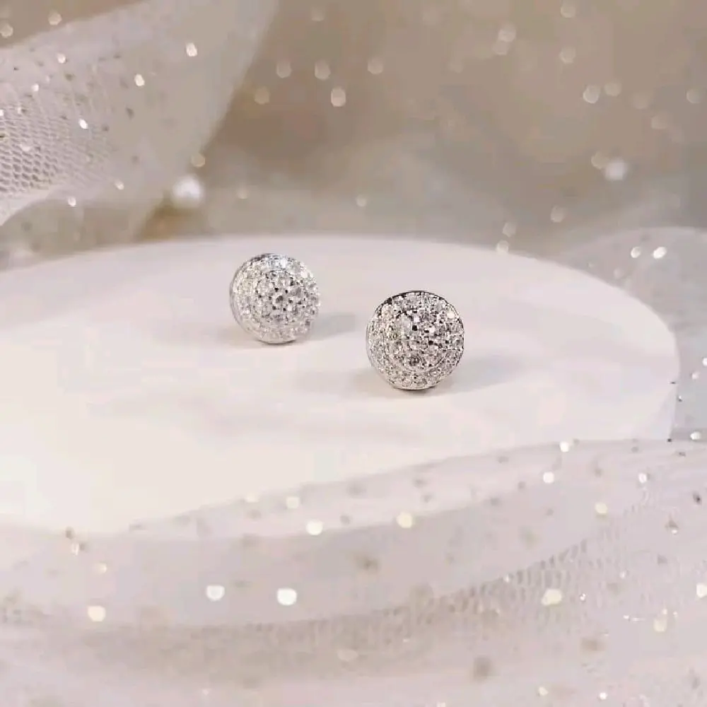Anting Tusuk Full Permata Zircon Titanium Putih Kualitas Dijamin Elegan dan Mewah untuk Tampilan Lebih Cantik Earrings