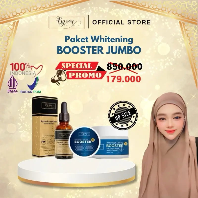 Byzoe Paket Whitening Booster Jumbo 40gram + Serum Ekstra Glowing Booster.