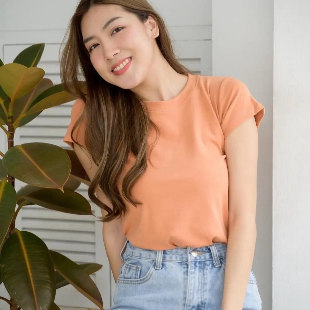 SA [ THANA  & ESME T&T ]  KAOS  Polos BASIC  Atasan  Tshirt WANITA  IMPORT PREMIUM BAHAN STRECH LENGAN  Pendek Baju Crop Stretch