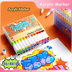 Alvastory Acrylic Paint Marker Set Multi-Surface - Set 12/24/36 Warna, Bebas Toksin & Cepat Kering, untuk Kaca, Kayu, Logam, Kertas, Ide Kreatif DIY, Lukisan, dan Kerajinan Tangan