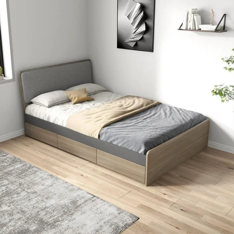 [Pre order]Nordic single bed, 1.2-meter small room study bed, household space saving, children's simple modern box storage bed