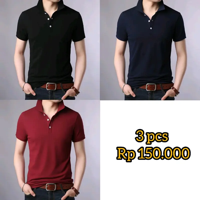 kaos kerah polos bahan lakoste paket 3 6