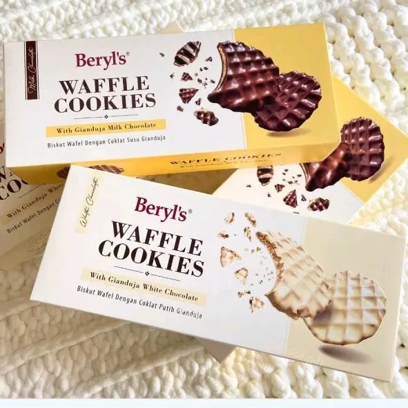 Beryl's Waffle Cookies Coated with Gianduja White Chocolate Waffle Cookies Dark Chocolate Pieces Beryl's Waffle Cookies Coated With Gianduja Milk Choc 80g